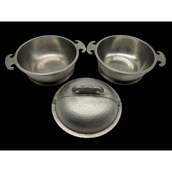Guardian Service Hammered Aluminum Vintage 1940s Dutch Oven Cookware Set of 3 - Picture 2 of 14